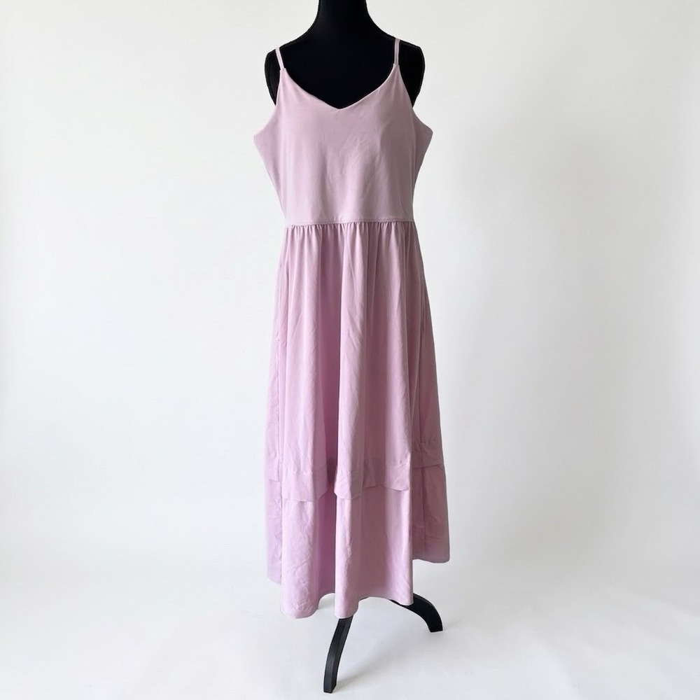 Athleta Elation V-Neck Hybrid Dress Pink Women's Large Ballet-core Athleisure